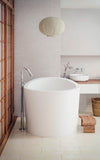 Aquatica True Ofuro Mini Stone Japanese Soaking Bathtub - White Solid Surface Freestanding Tub
