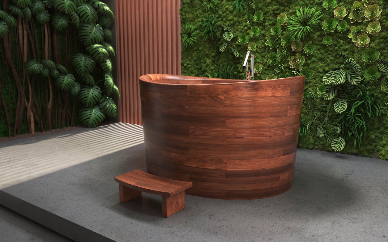 Aquatica True Ofuro Duo Wooden Freestanding Japanese Soaking Bathtub