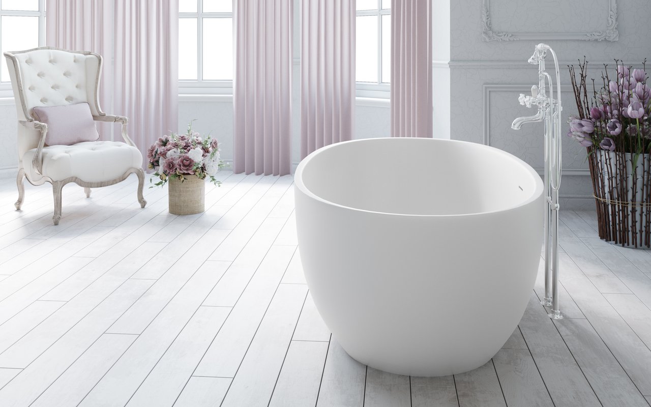 Aquatica Corelia-White Freestanding Solid Surface Bathtub