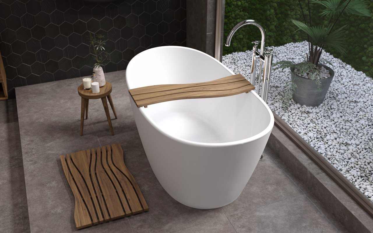 Aquatica Luna Purescape 748M 61.25" Matte White Freestanding Solid Surface Bathtub