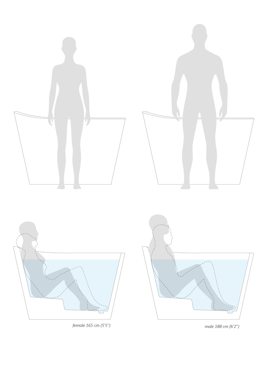 Aquatica True Ofuro Tranquility Heated Japanese Soaking Tub - White Freestanding Solid Surface Bathtub