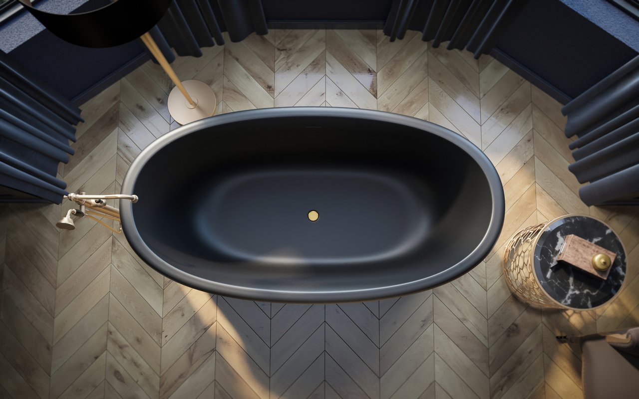 Aquatica Aphrodite-Black Freestanding Solid Surface Bathtub