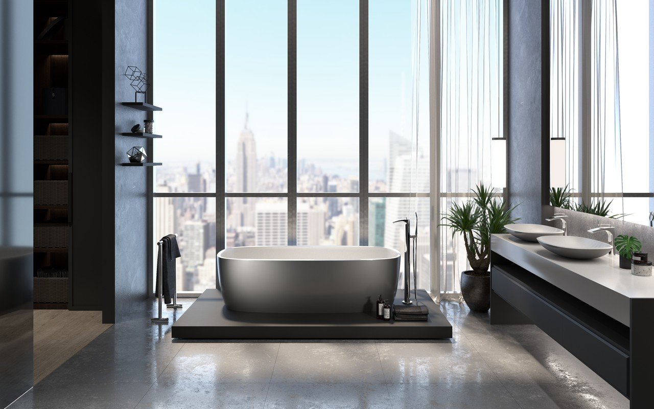 Aquatica Coletta Gunmetal-White Freestanding Bathtub