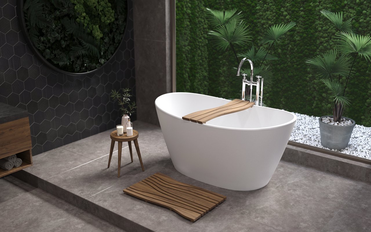 Aquatica Luna Purescape 748M 61.25" Matte White Freestanding Solid Surface Bathtub