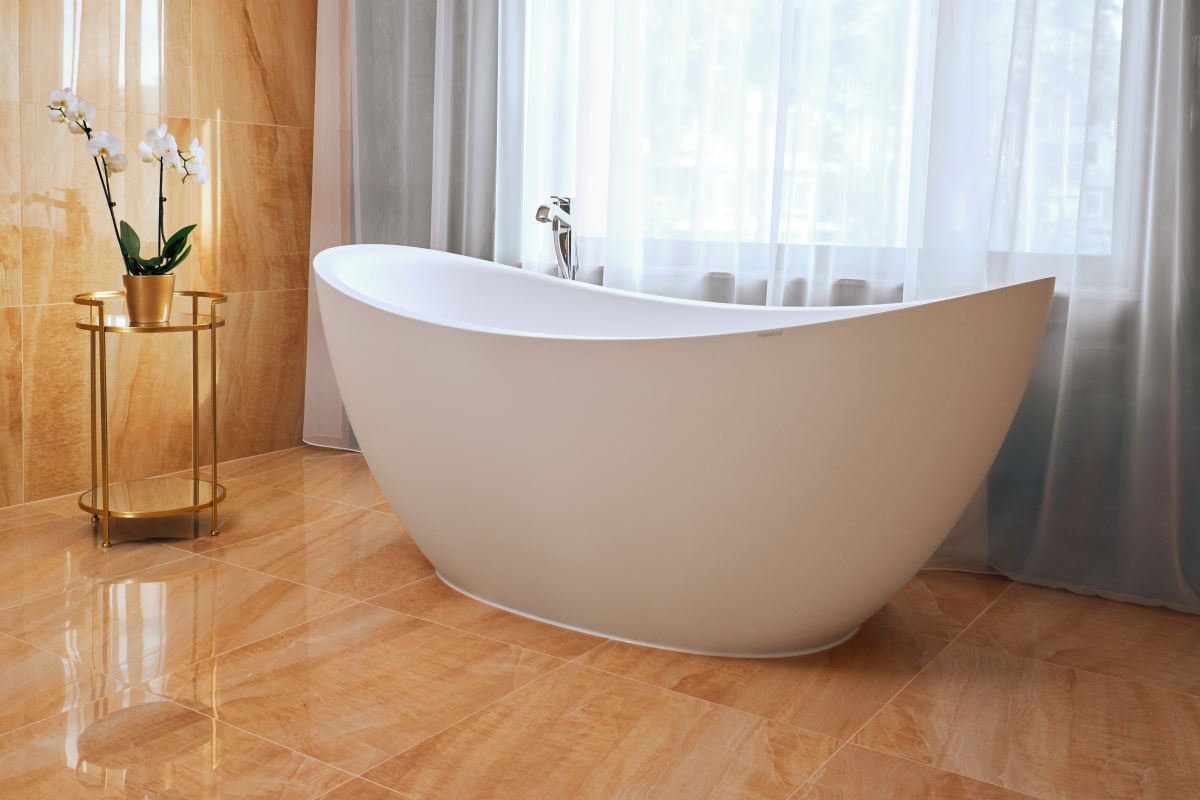 Aquatica Lillian 72" Matte White Freestanding Solid Surface Bathtub