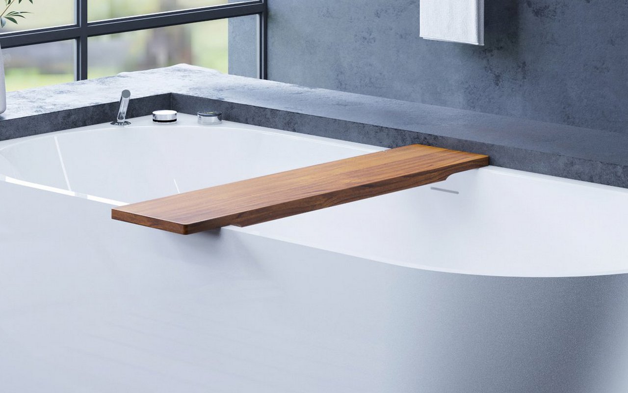 Aquatica Universal 36.25" Waterproof Iroko Wood Bathtub Tray