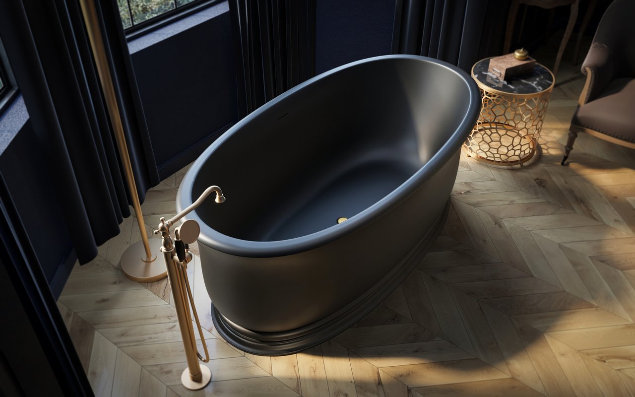 Aquatica Aphrodite-Black Freestanding Solid Surface Bathtub