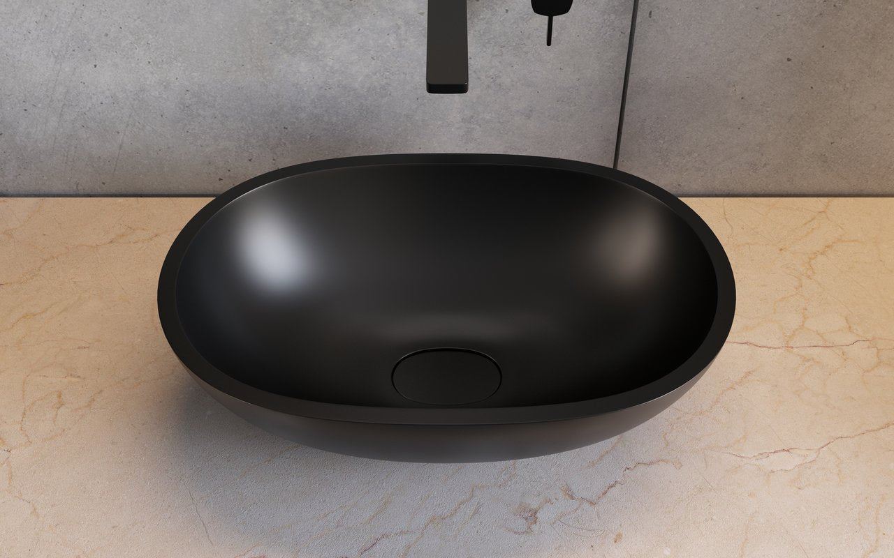 Karolina Black Oval Stone Vessel Sink