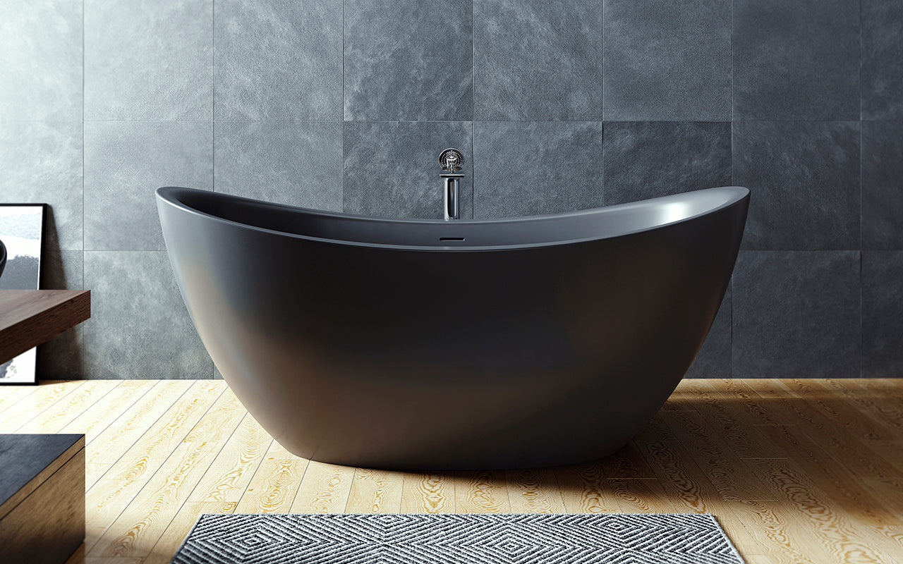 Lillian Black Freestanding AquateX Bathtub