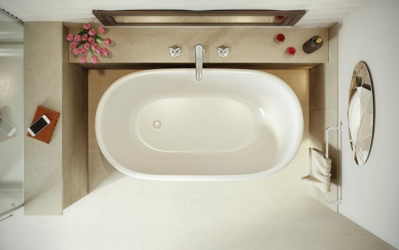 Aquatica Lullaby Nano 51.25" Matte White Small Freestanding Solid Surface Bathtub