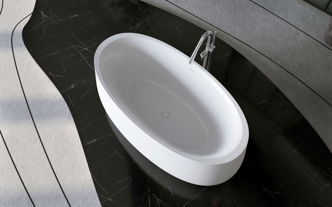 Leah Premium White Freestanding Solid Surface Bathtub
