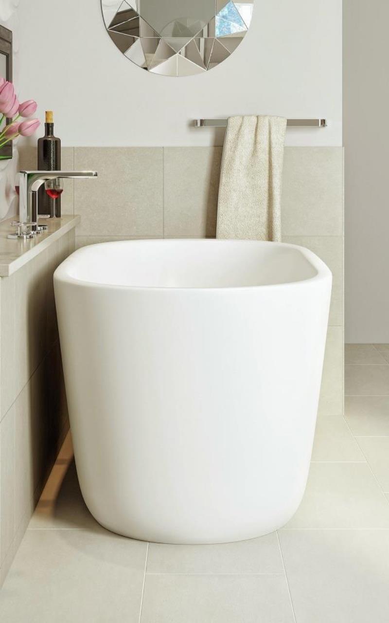 Aquatica Lullaby Nano 51.25" Matte White Small Freestanding Solid Surface Bathtub