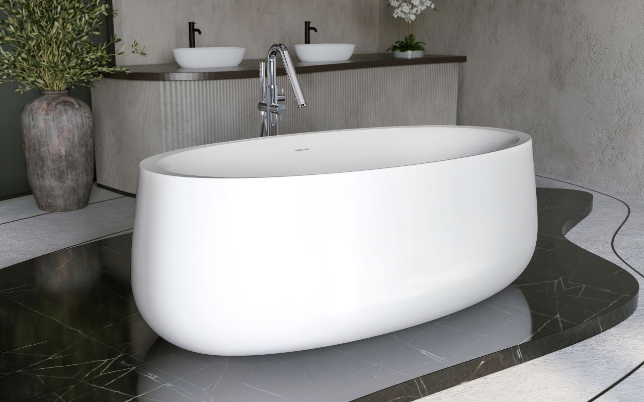 Leah Premium White Freestanding Solid Surface Bathtub
