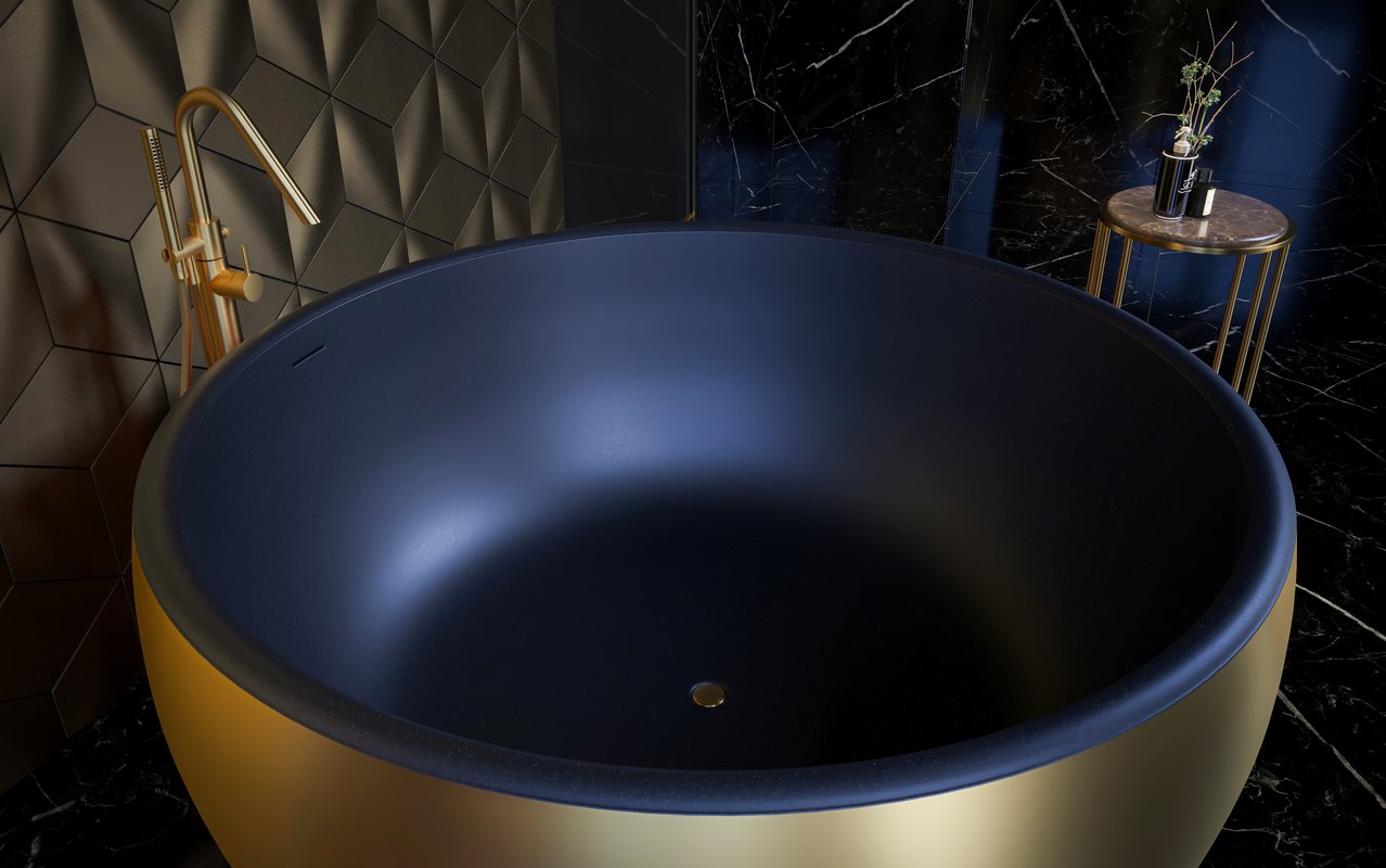 Aura Mini Victorian Gold-Black Stone Bathtub
