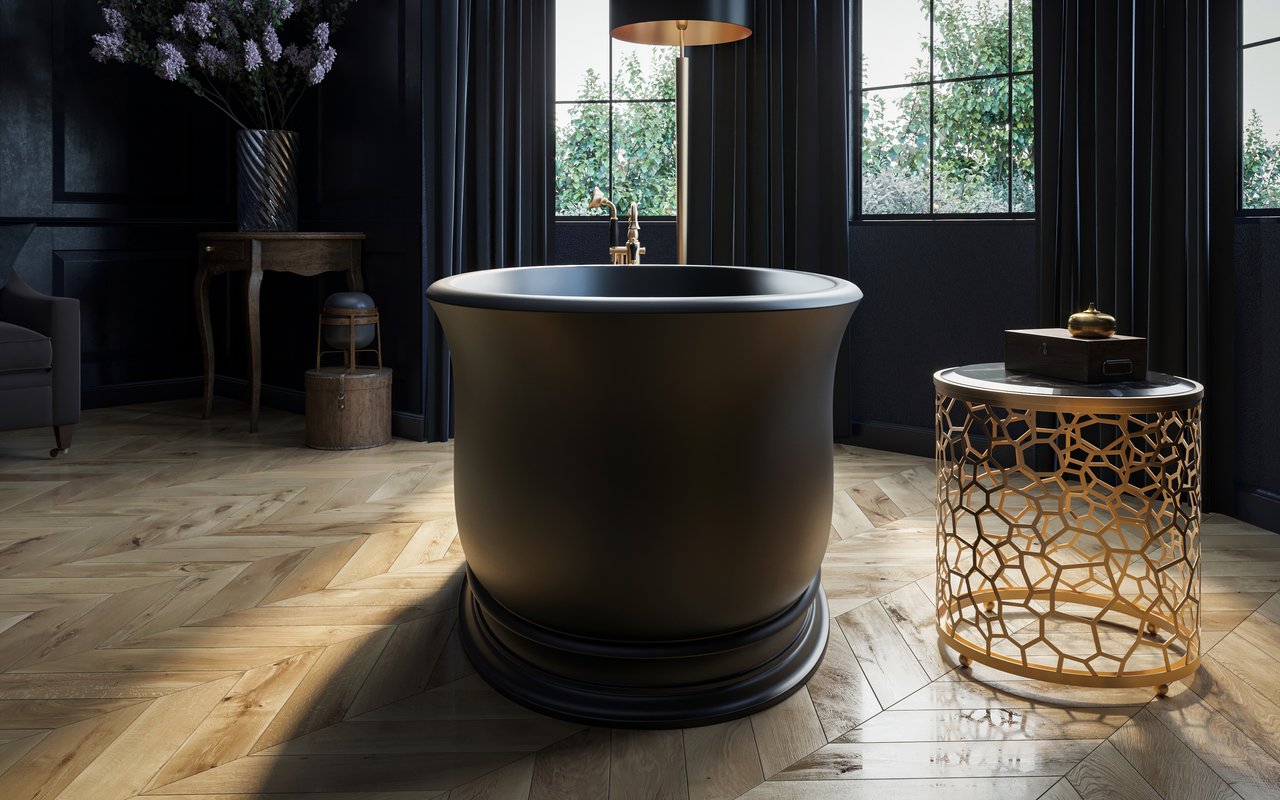 Aquatica Aphrodite-Black Freestanding Solid Surface Bathtub