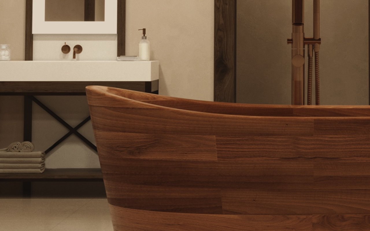 Aquatica True Wooden Ofuro Freestanding Japanese Soaking Bathtub