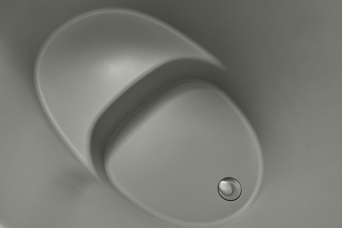 Aquatica True Ofuro Grey Freestanding Concrete Stone Japanese Soaking Bathtub