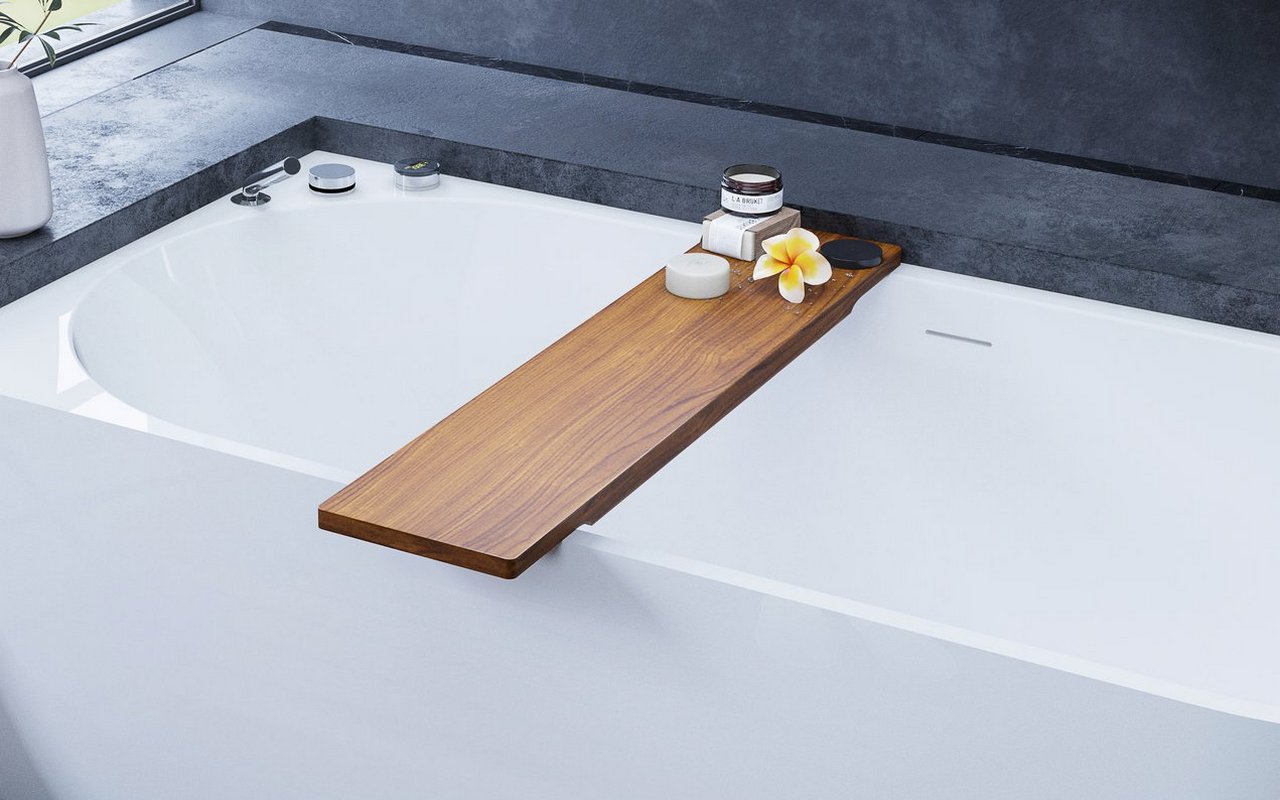 Aquatica Universal 36.25" Waterproof Iroko Wood Bathtub Tray