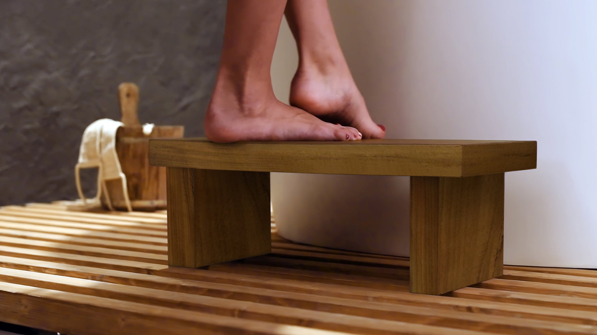 Aquatica True Ofuro Solid Teak Bathtub Step – 21.75 x 12.25 x 7 Inches