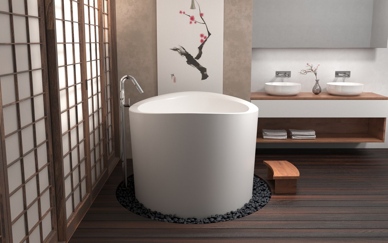 Aquatica True Ofuro Duo Freestanding DurateX™ Japanese Soaking Bathtub