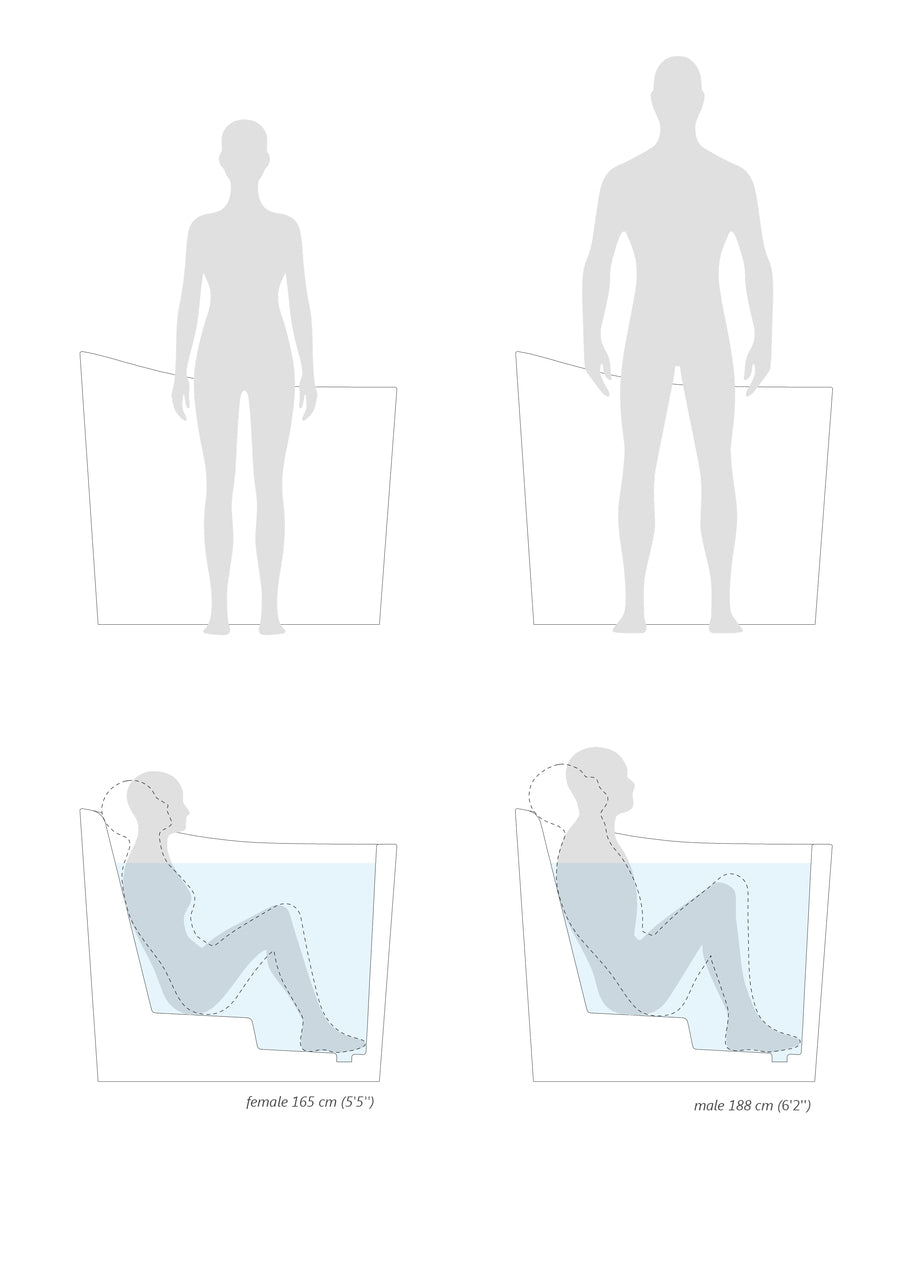 Black and White True Ofuro Japanese Soaking Tub 43"