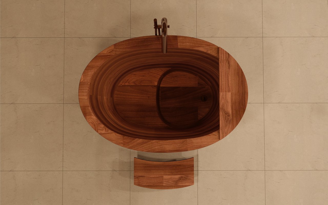 Aquatica True Wooden Ofuro Freestanding Japanese Soaking Bathtub