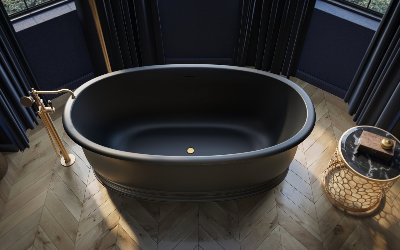 Aquatica Aphrodite-Black Freestanding Solid Surface Bathtub