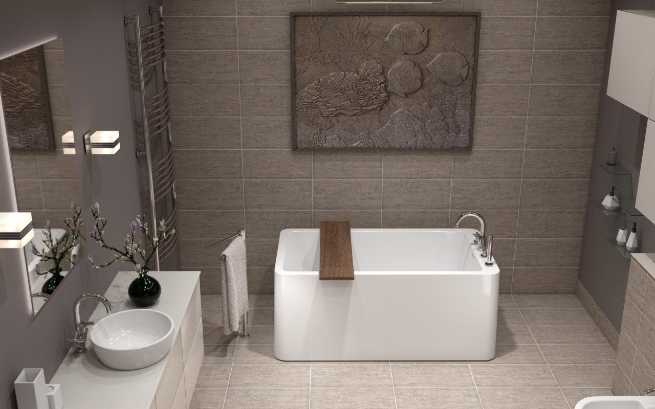 Aquatica Purescape 327B 56.25" High Gloss White Freestanding Acrylic Bathtub