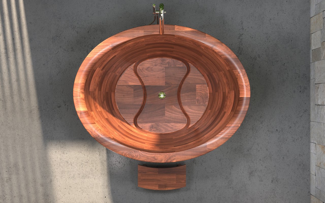 Aquatica True Ofuro Duo Wooden Freestanding Japanese Soaking Bathtub