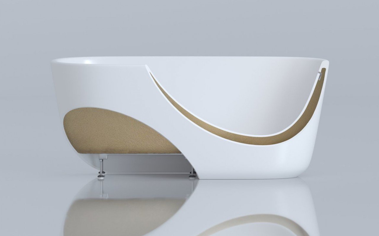 Aquatica True Ofuro Mini Stone Japanese Soaking Bathtub - White Solid Surface Freestanding Tub